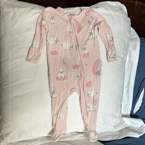 Angel Dear Pink 2-Way Zipper Footie with Sheep and Moon Print